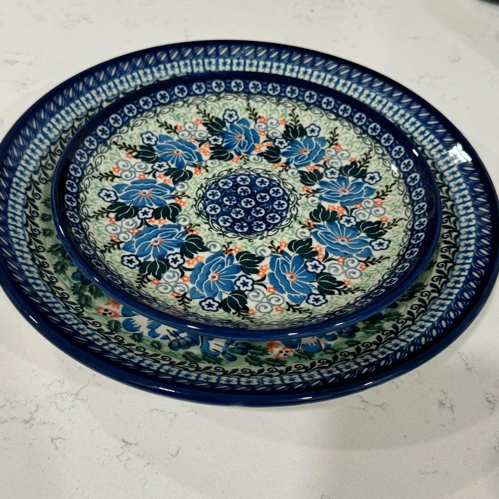 Set of 2 UNIKAT Ceramika Artystyczna Plates Polish Pottery Z Spychalska